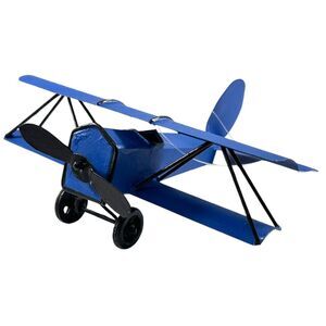 Vintage Airplane Ornament With Propeller And Wheels, Blue